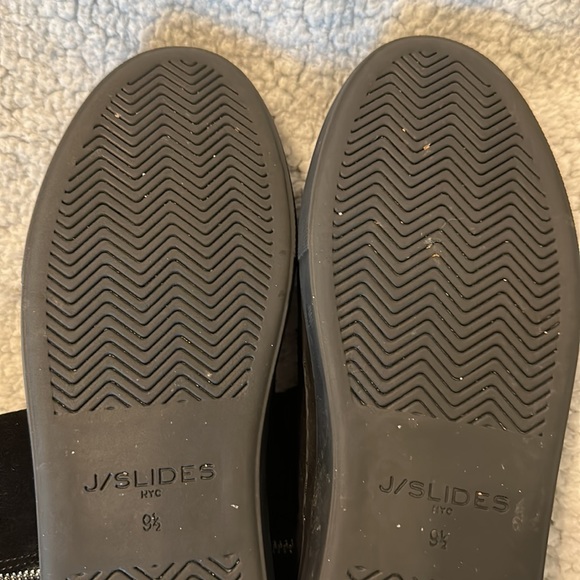 J Slides Black Suede Leather Double Zipper Calf Boots 9.5 M - Picture 9 of 11